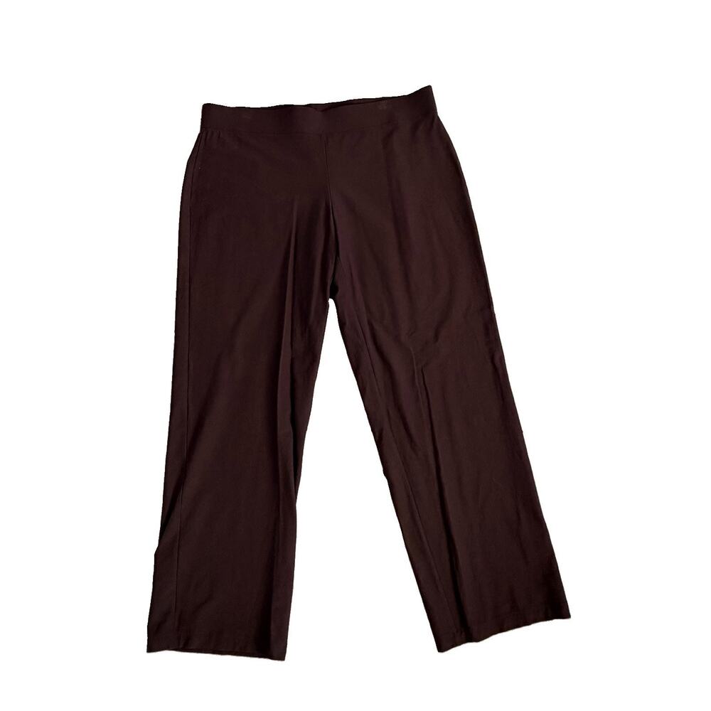 Eileen Fisher Washable Stretch Crepe Elastic Pull On Pants L Capsule Neutral